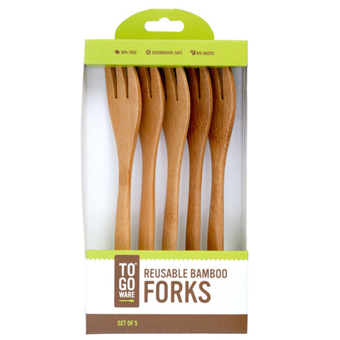 Set of 5 Reusable Bamboo Forks