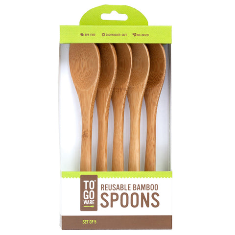 Set of 5 Reusable Bamboo Spoons